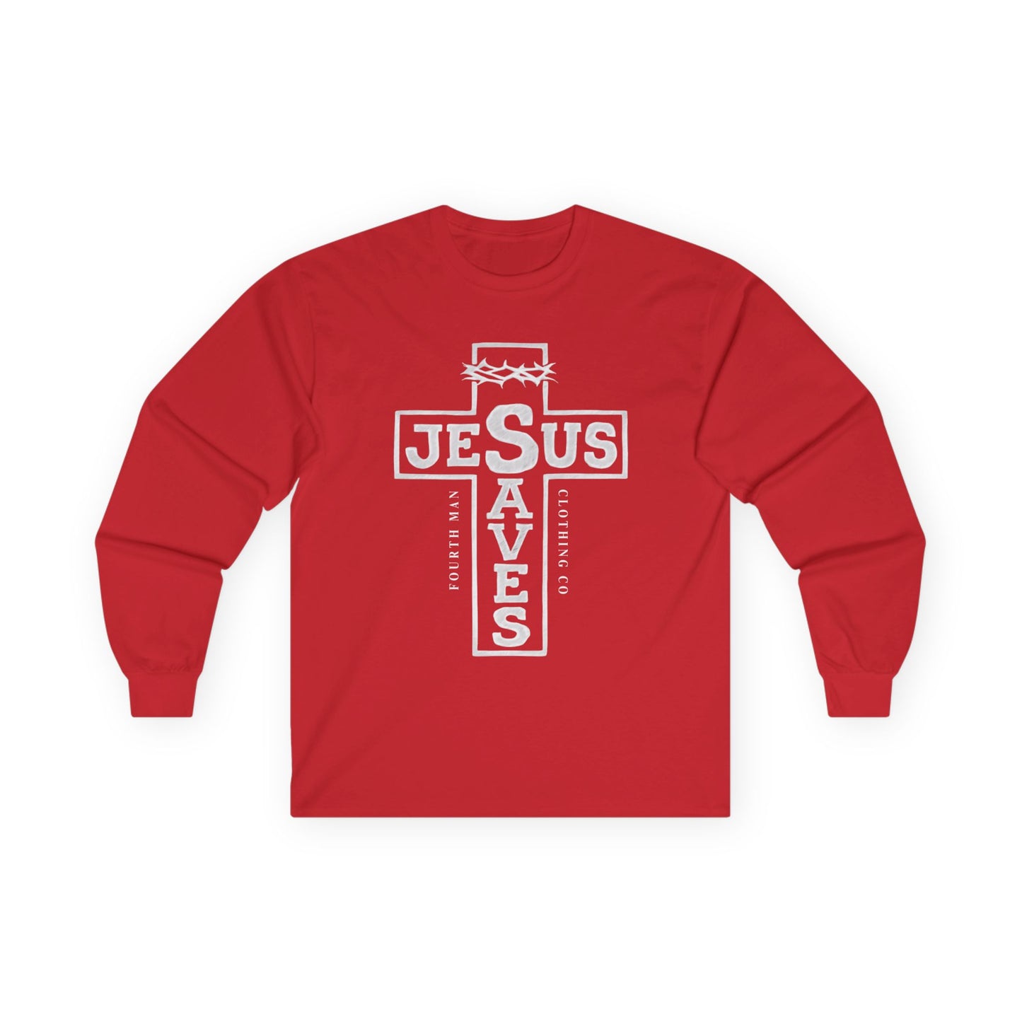 Jesus Saves Cross Long Sleeve Tee — Christian Faith Graphic Shirt