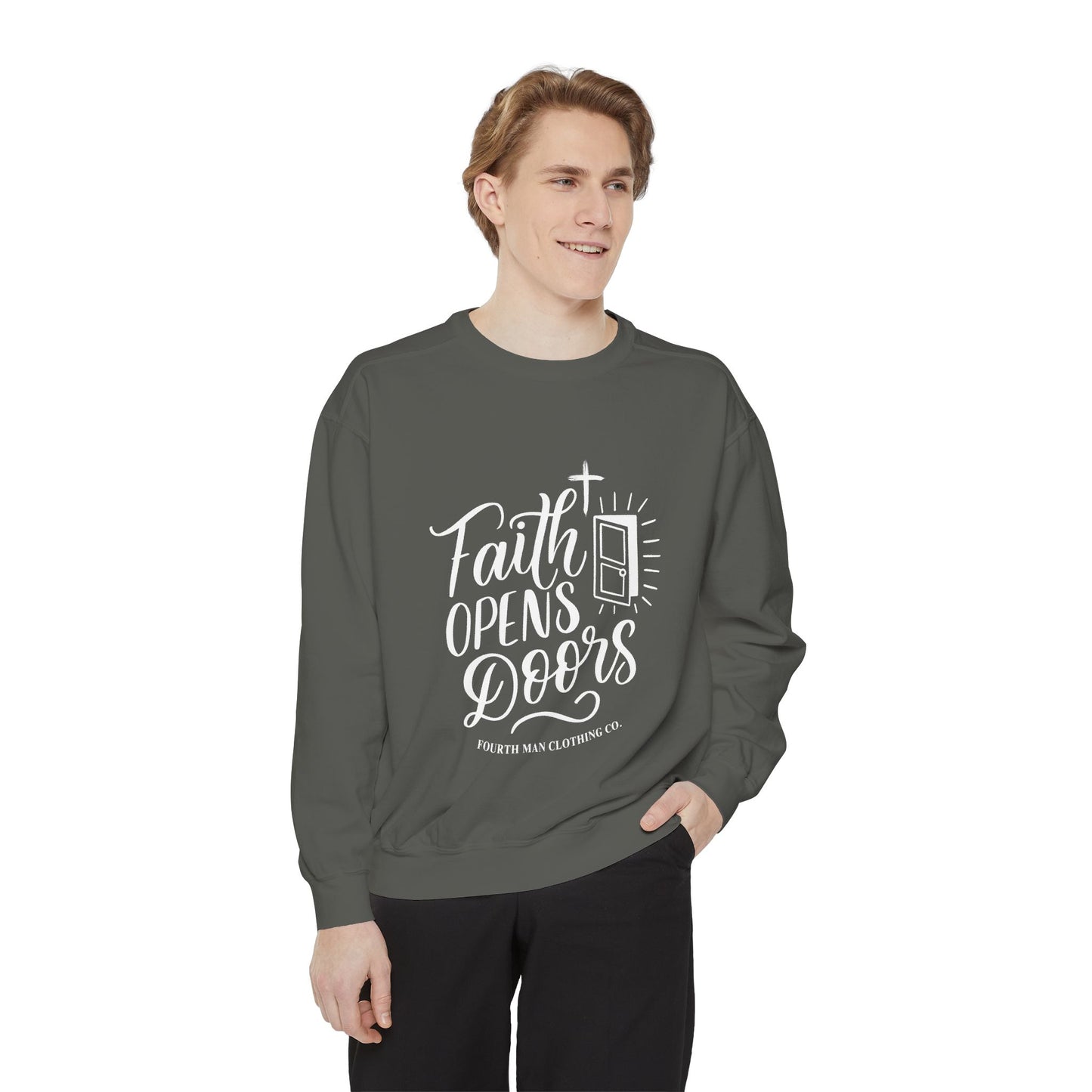 Faith Opens Doors - Branding Sweatshirt: Fourth Man Clothing