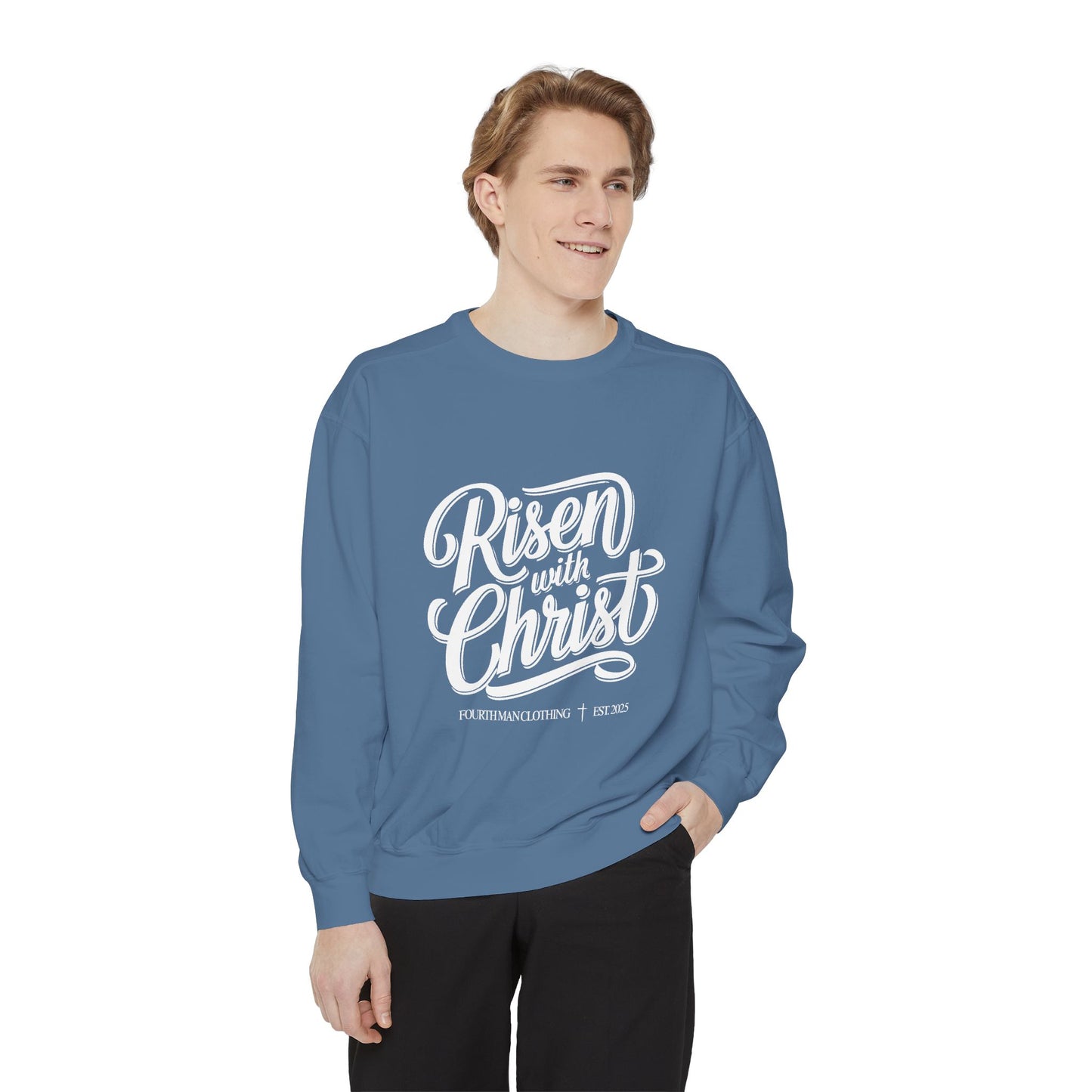 Risen With Christ Sweatshirt — Christian Easter Scripture Pullover